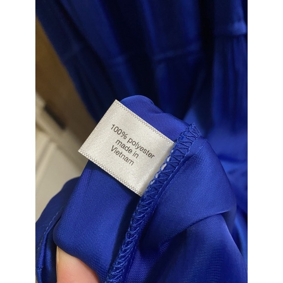 Lane Bryant Satin Smocked-Neck Tie-Waist Dress Royal Blue Sz 24 Flowy Light - Picture 11 of 12